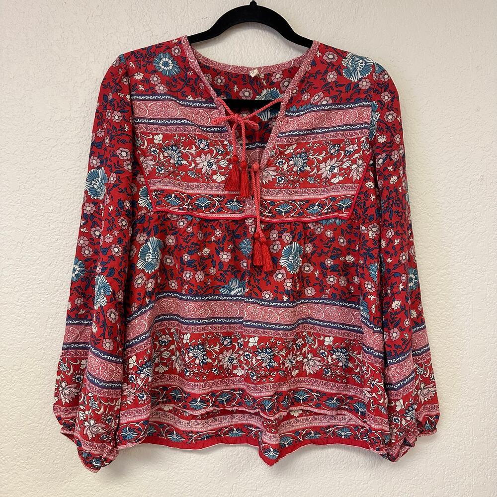Spell Folk town blouse wine red paisley boho - Picture 5 of 6